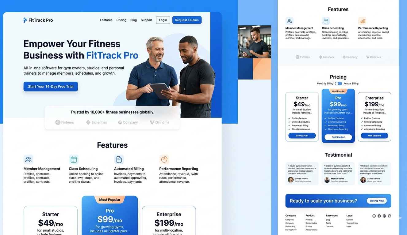 FitTrack Pro — SaaS product site